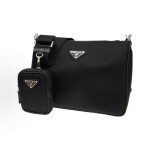 PRADA Saffiano multi-functional detachable shoulder strap three-in-one messenger bag, briefcase, crossbody bag, single-shoulder bag, regular men\'s black style